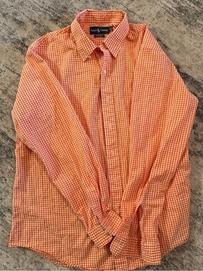 Ralph Lauren Orange and White Gingham Button-Down Shirt